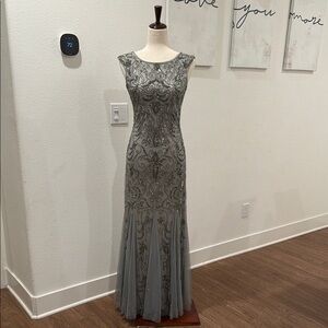 Elegant Gray Beaded Evening Gown
Worn once

With Shawl included